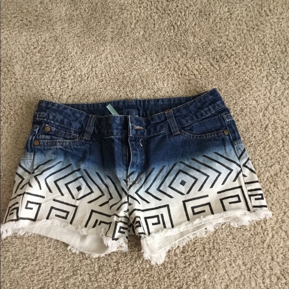 Raw edge Aztec dipped shorts